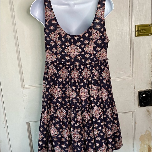 American Eagle Outfitters Boho Hippie Print Tiered Baby Doll Mini Dress Top - Picture 4 of 14